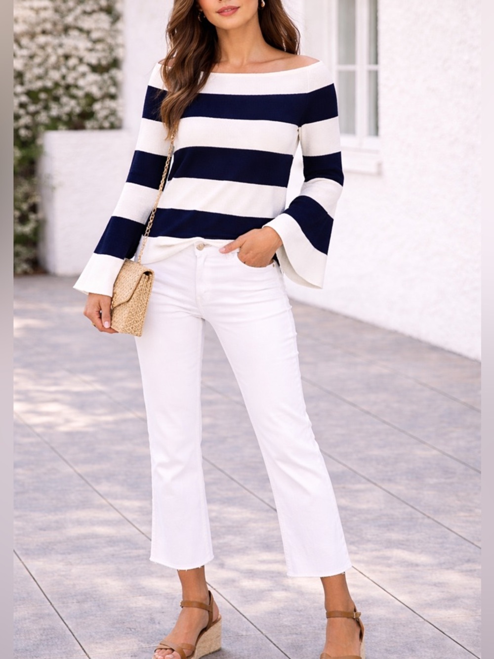 Brand new with tags — Catherine Malandrino navy & white striped knit top